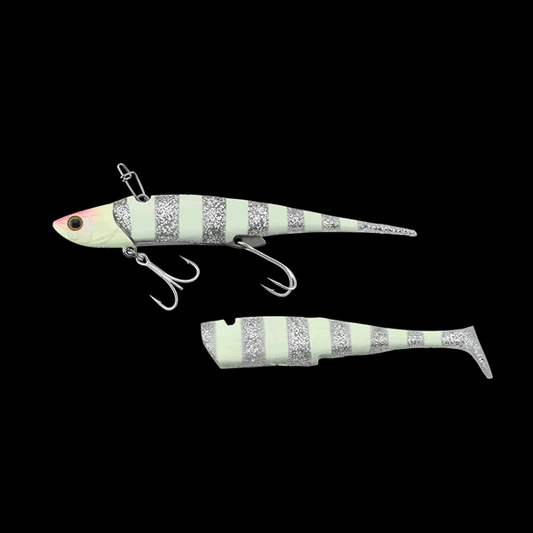 JACKALL BIGBACKER SOFT VIB 28g 115mm : 28g Fast Sinking TACHIUO GLOW STRIPES - Britannic Trade