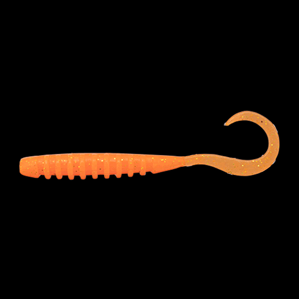 JACKALL TIDE CURLY 2.8" (8 pcs/pack) GLOW ORANGE / GOLD FLAKES