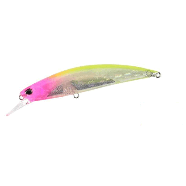 DUO SPEARHEAD RYUKI 80S SW 80mm : 12g Sinking CLA0602 CLEAR PINK HEAD CHART saltwater fishing lure