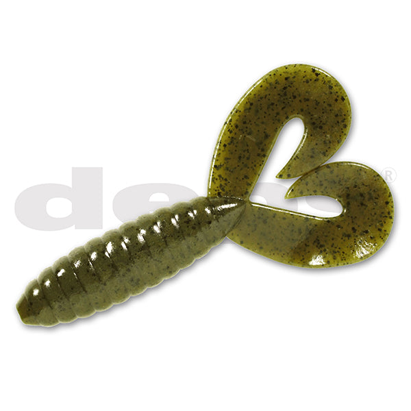 deps DEATHADDER GRUB TWIN-TAIL 4.5" (6 pcs/pack) #12 GREEN PUMPKIN