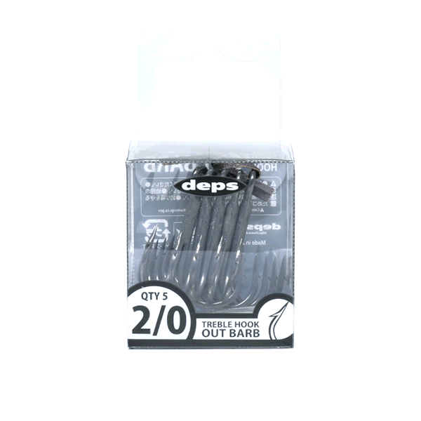 deps TREBLE HOOK OUT BARB #2/0 (1 pcs/pack) BLACK NICKEL