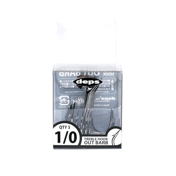 deps TREBLE HOOK OUT BARB #1/0 (1 pcs/pack) BLACK NICKEL