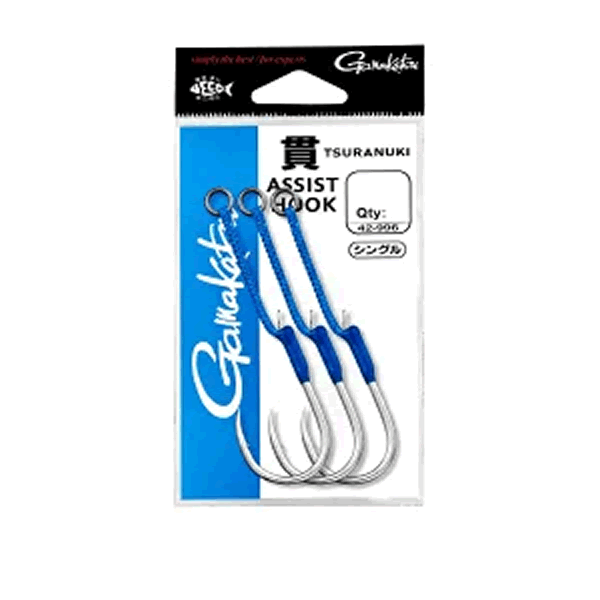 Gamakatsu Assist Hook TSURANUKI 480 Single #1/0 (3 sets/pack) SILVER