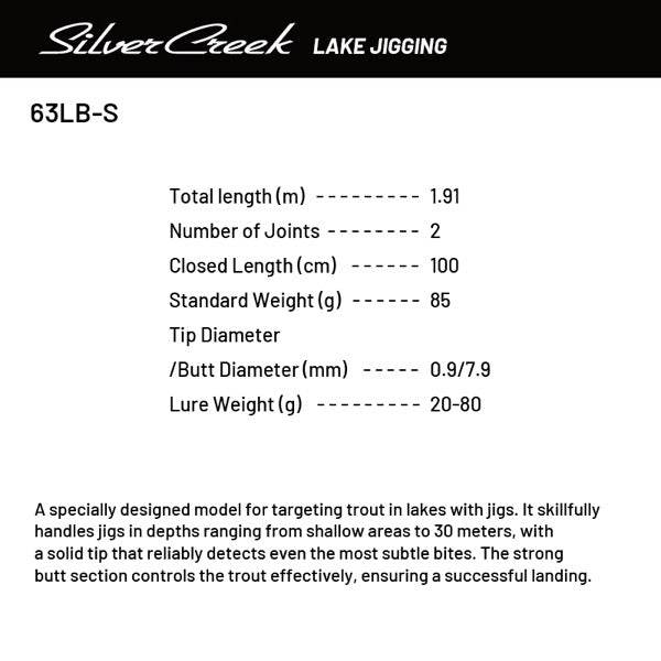 DAIWA SILVER CREEK LAKE JIGGING 63LB-S (2 pieces, Casting) - Britannic Trade