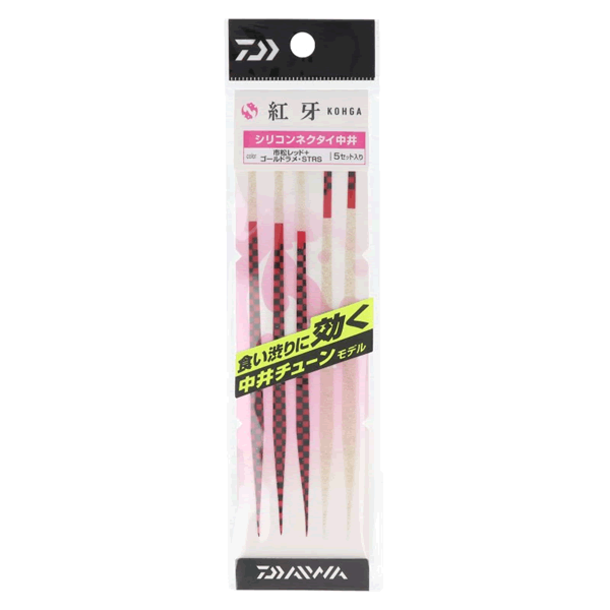 DAIWA KOHGA SILICONE NECKTIE NAKAI TUNE STR SLIM STRAIGHT SLIM (5 pcs/pack) ICHIMATSU RED+GOLD LAME