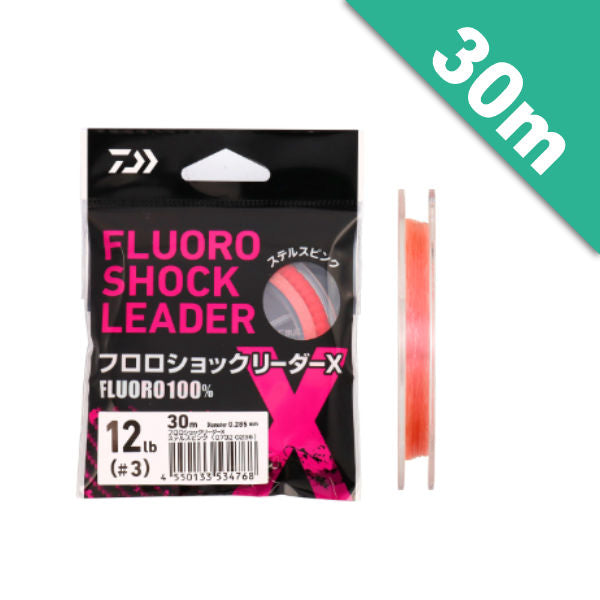 DAIWA FLUORO SHOCK LEADER X #3 (12lb) - 30m Fluorocarbon Stealth Pink