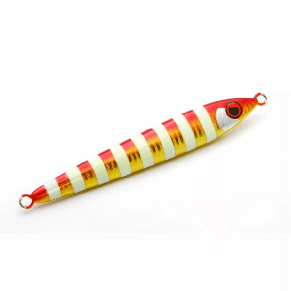 RISE JAPAN RISE JIG FLAT 225g #RJ08 UV RED GOLD ZEBRA GLOW saltwater fishing lure — photo 2