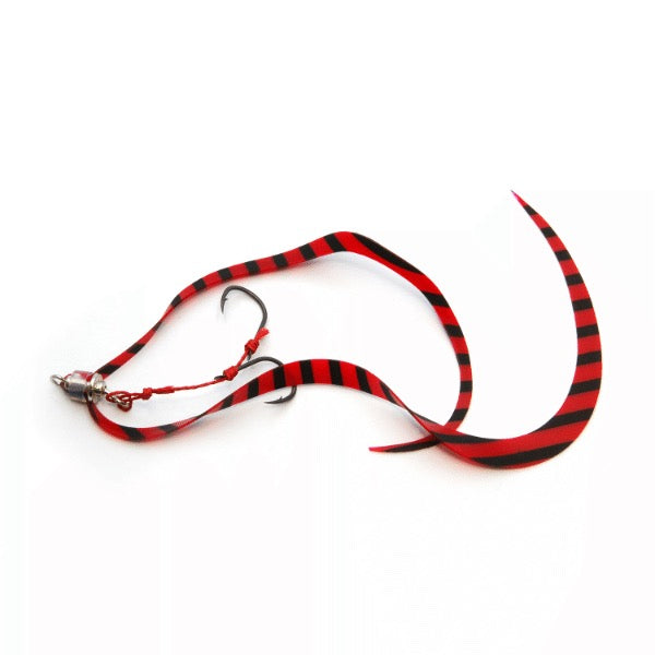 RISE JAPAN NAMIDAMA UNIT CHODOYO CURLY #YCC02 RED BLACK ZEBRA saltwater fishing lure