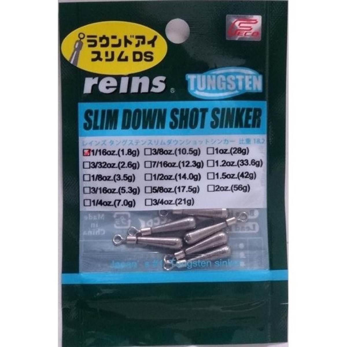 reins TG ROUND EYE SLIM DOWN SHOT SINKER 1/16oz (6pce/pack) - Britannic Trade