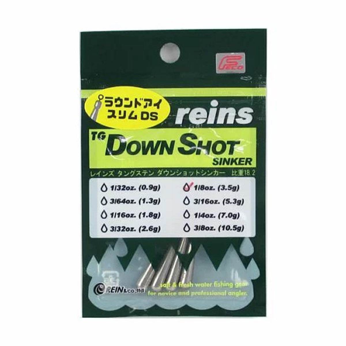 reins TG ROUND EYE SLIM DOWN SHOT SINKER 1/8oz (4pce/pack) - Britannic Trade