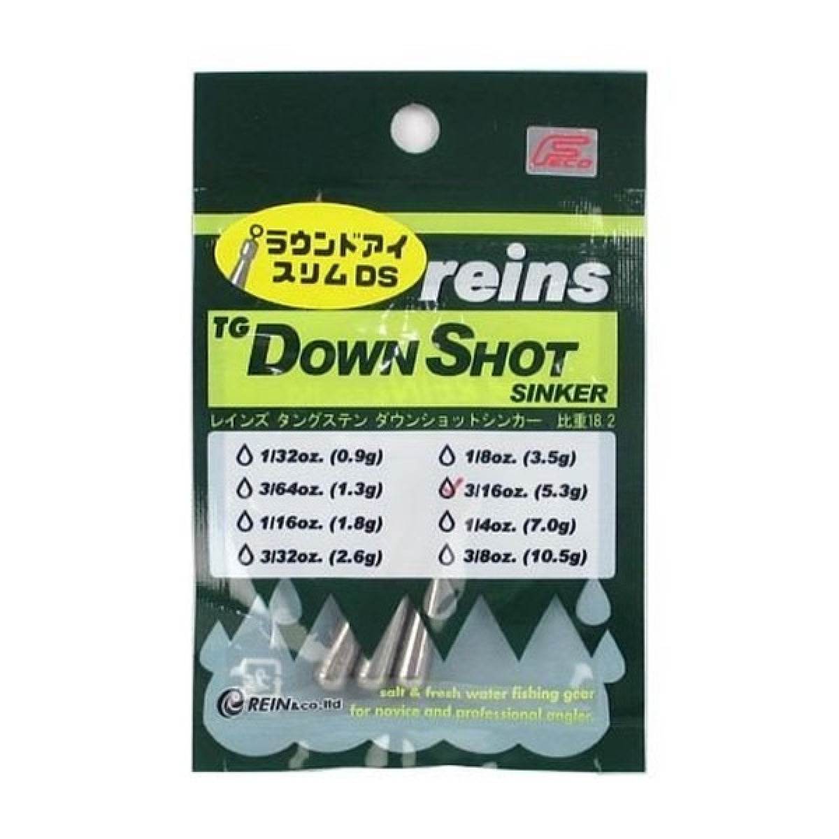 reins TG ROUND EYE SLIM DOWN SHOT SINKER 3/16oz (3pce/pack) - Britannic Trade