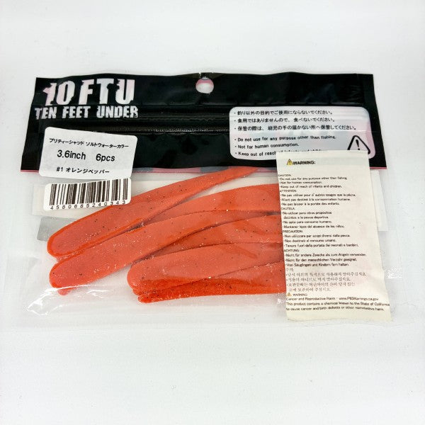 TEN FEET UNDER PRETTY SHAD SW 3.6" (6 pcs/pack) #1 ORANGE PEPPER