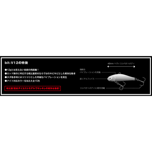 APIA bit-V12 48mm : 12g SINKING #18 KOKUGIN SARASHI saltwater fishing lure — photo 2