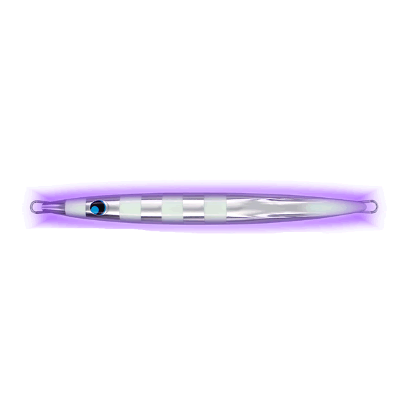 UROCO UROCO JIG 250g ALUMINUM UV #013GUV ALUMINUM SILVER ZEBRA GLOW TIP saltwater fishing lure