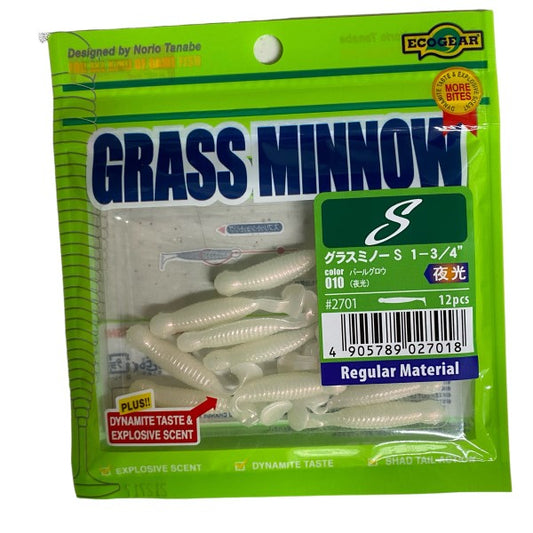 ECOGEAR GRASS MINNOW-S 1-3/4" 42mm (12 pcs/pack) 010 PEARL GUROU(LUMINOUS) saltwater fishing lure — photo 2