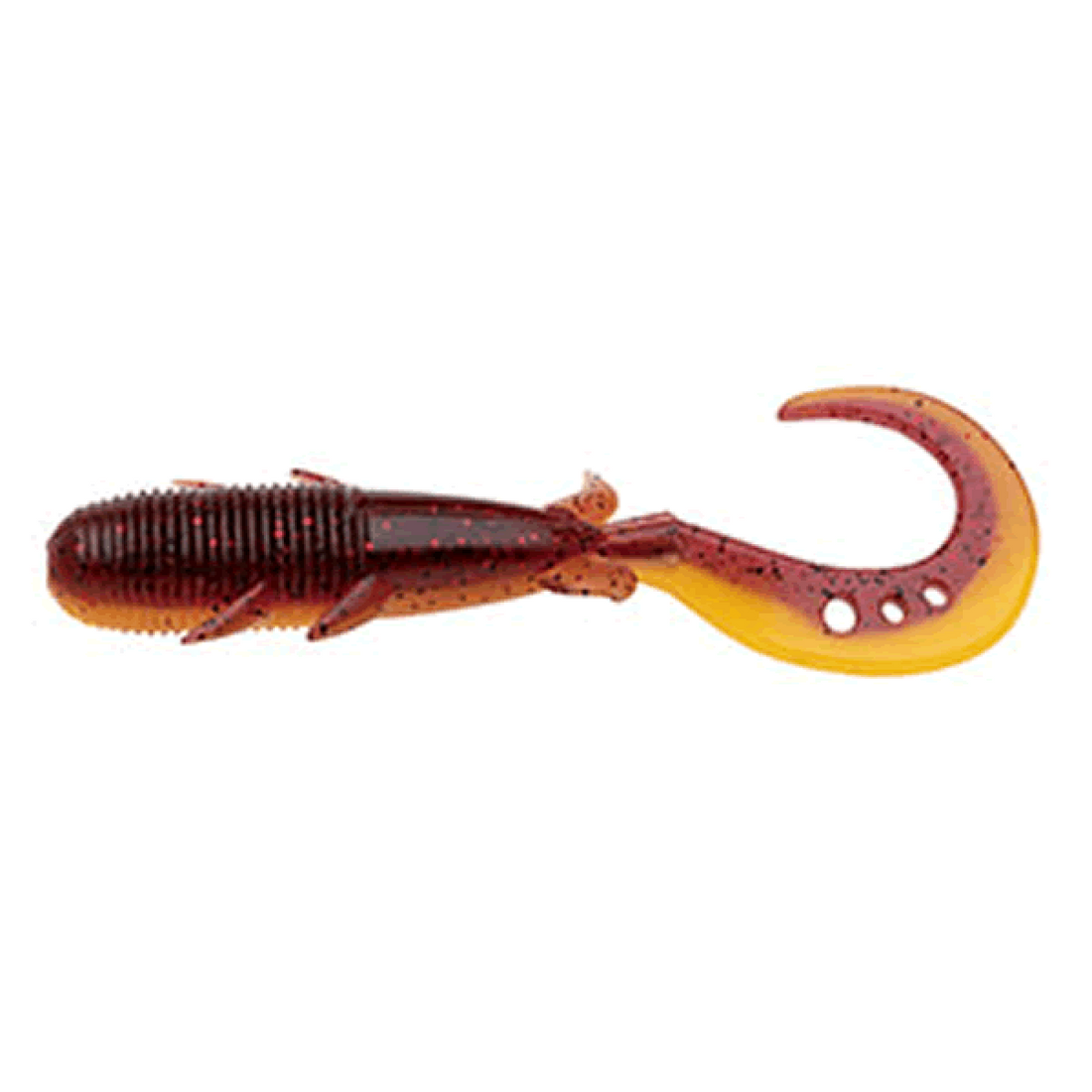 ECOGEAR KIJIHATA GRUB 4" 76mm (8 pcs/pack) 514 RED BROWN YELLOW NEON saltwater fishing lure
