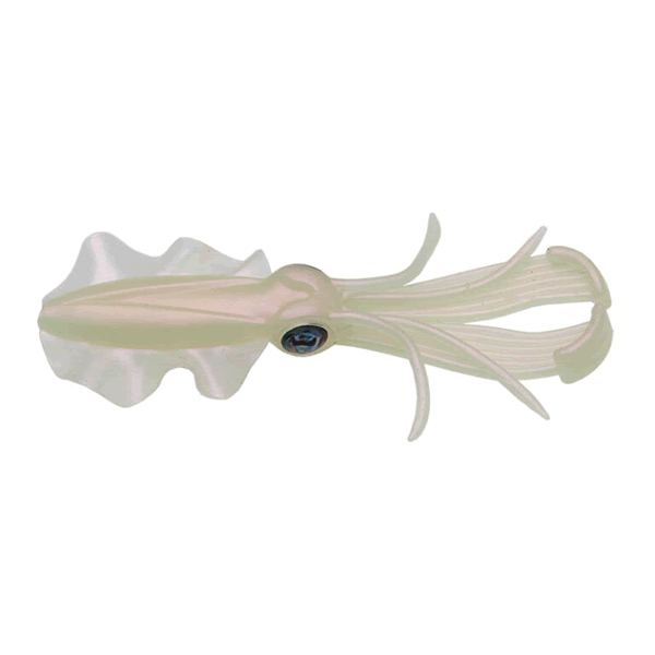 ECOGEAR POWER SQUID 3.5" (6 pcs/pack) 010 PEARL GLOW (LUMINOUS) saltwater fishing lure