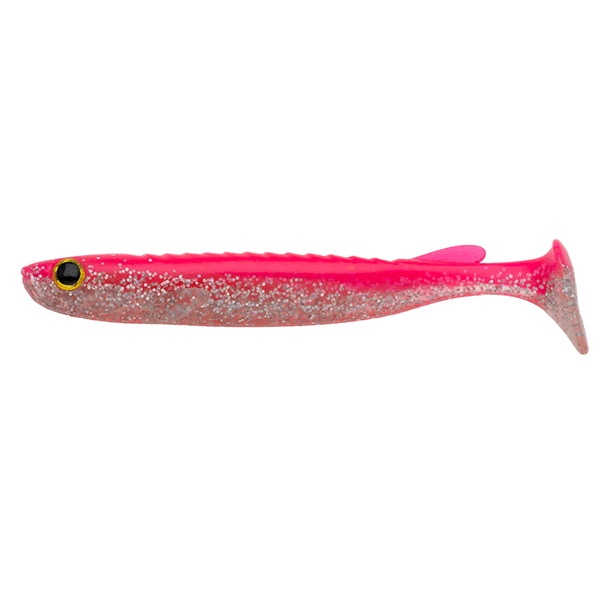 ECOGEAR CELT 4" 102mm (6 pcs/pack) 158 SUPER HOLOGRAM/PINK GLOW (LUMINOUS) saltwater fishing lure