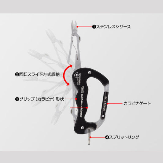 Golden Mean GM KARABINER SCISSORS H90 x W52mm : 63g #BLACK fishing accessory — photo 2