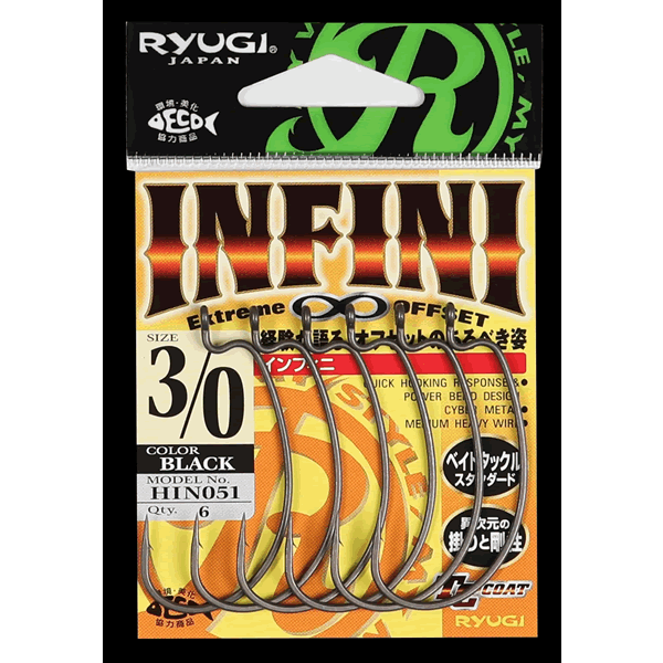 RYUGI INFINI #3/0 (6 pcs/pack) TC BLACK fishing terminal tackle