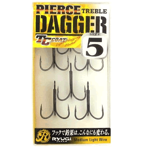 RYUGI PIERCE TREBLE DAGGER #5 (6 pcs/pack) TC BLACK fishing terminal tackle