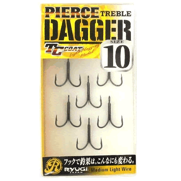 RYUGI PIERCE TREBLE DAGGER #10 (6 pcs/pack) TC BLACK fishing terminal tackle