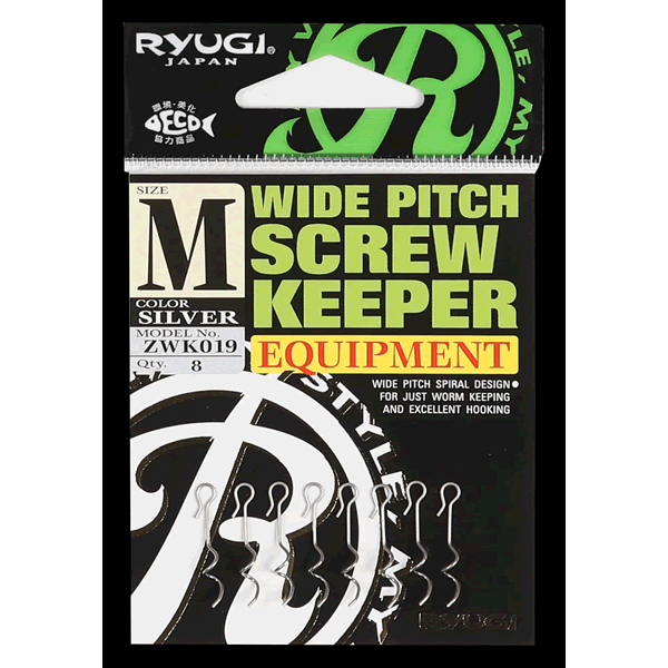 RYUGI WIDE PITCH SCREW KEEPER M (8 pcs/pack) SILVER fishing terminal tackle
