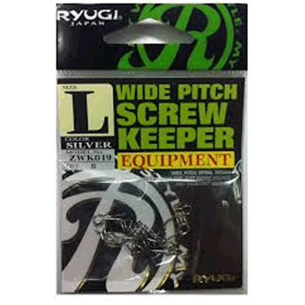 RYUGI WIDE PITCH SCREW KEEPER L (8 pcs/pack) SILVER fishing terminal tackle