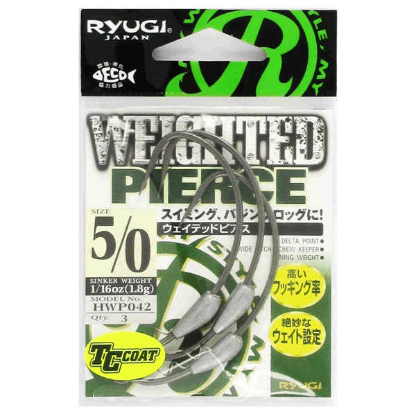 RYUGI WEIGHTED PIERCE #5/0 : 1/16oz (1.8g) (3 pcs/pack) TC BLACK fishing terminal tackle