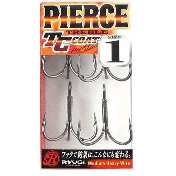 RYUGI PIERCE TREBLE #1 (4 pcs/pack) TC BLACK fishing terminal tackle