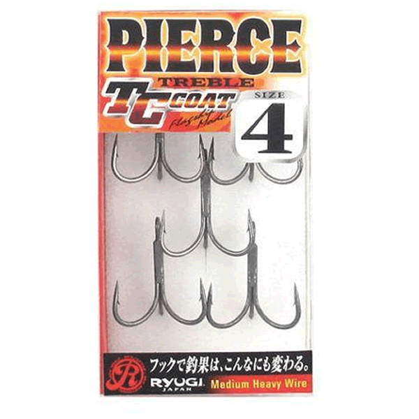RYUGI PIERCE TREBLE #4 (5 pcs/pack) TC BLACK fishing terminal tackle