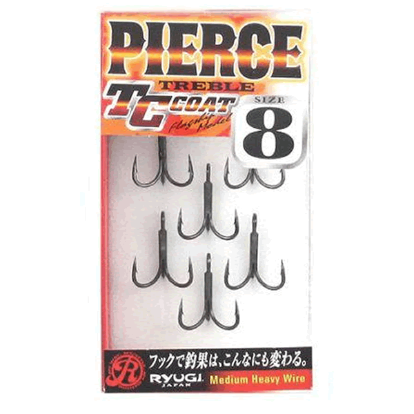 RYUGI PIERCE TREBLE #8 (6 pcs/pack) TC BLACK fishing terminal tackle