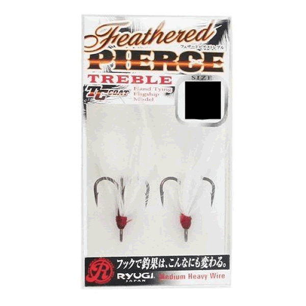 RYUGI FEATHERED PIERCE TREBLE #4 (2 pcs/pack) WHITE fishing terminal tackle