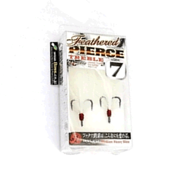 RYUGI FEATHERED PIERCE TREBLE #7 (2 pcs/pack) WHITE fishing terminal tackle