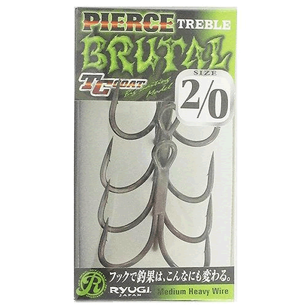 RYUGI PIERCE TREBLE BRUTAL #2/0 (4 pcs/pack) TC BLACK fishing terminal tackle