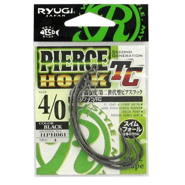 RYUGI PIERCE HOOK TC #4/0 (4 pcs/pack) TC BLACK fishing terminal tackle