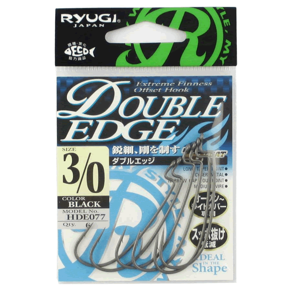 RYUGI DOUBLE EDGE #3/0 (6 pcs/pack) TC BLACK fishing terminal tackle