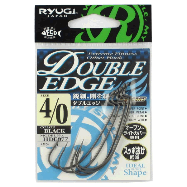 RYUGI DOUBLE EDGE #4/0 (5 pcs/pack) TC BLACK fishing terminal tackle