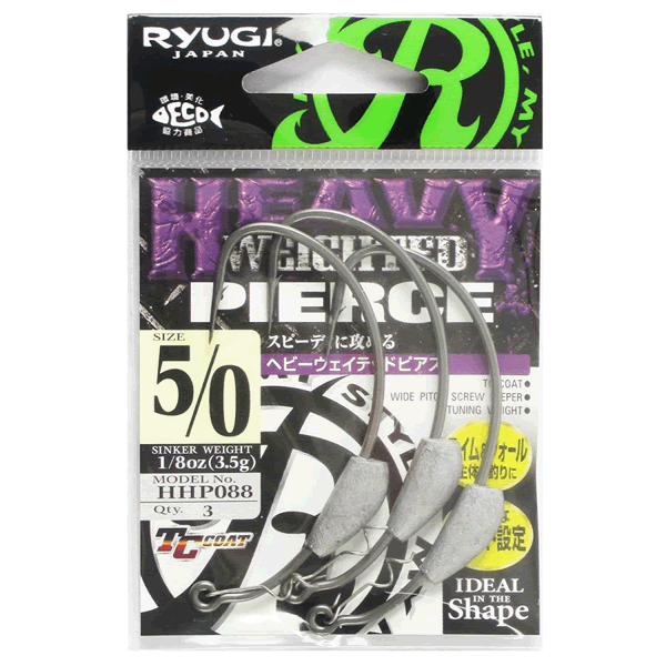 RYUGI HEAVY WEIGHTED PIERCE #5/0 : 1/8oz (3.5g) (3 pcs/pack) TC BLACK fishing terminal tackle