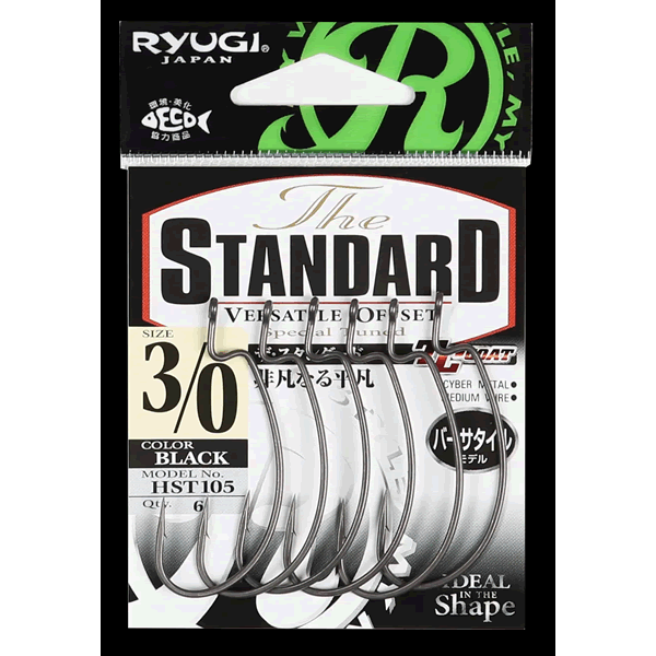 RYUGI THE STANDARD #3/0 (6 pcs/pack) TC BLACK fishing terminal tackle