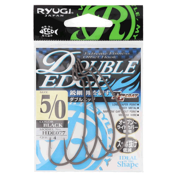 RYUGI DOUBLE EDGE #5/0 (4 pcs/pack) TC BLACK fishing terminal tackle