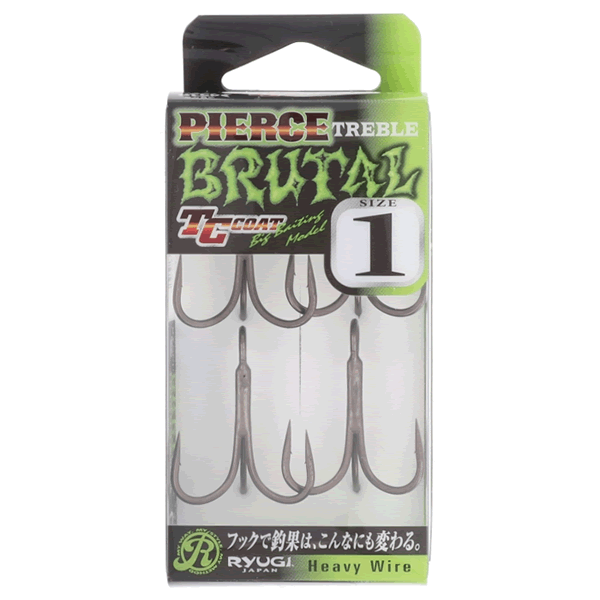 RYUGI PIERCE TREBLE BRUTAL #1 (4 pcs/pack) TC BLACK fishing terminal tackle