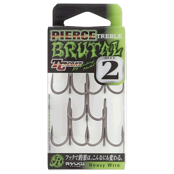 RYUGI PIERCE TREBLE BRUTAL #2 (5 pcs/pack) TC BLACK fishing terminal tackle