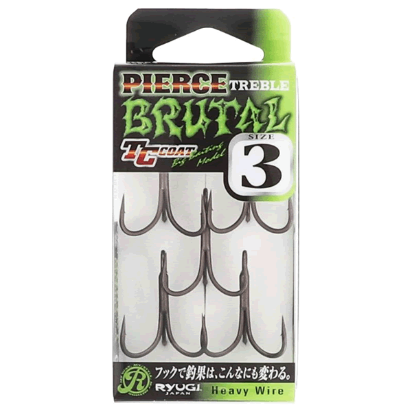 RYUGI PIERCE TREBLE BRUTAL #3 (5 pcs/pack) TC BLACK fishing terminal tackle