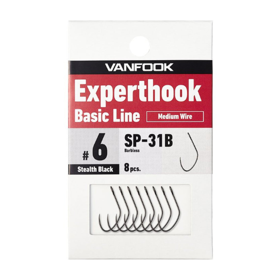 VANFOOK SP-31B EXPERTHOOK B LINE MEDIUM WIRE #6 (8 pcs/pack) BLACK fishing terminal tackle