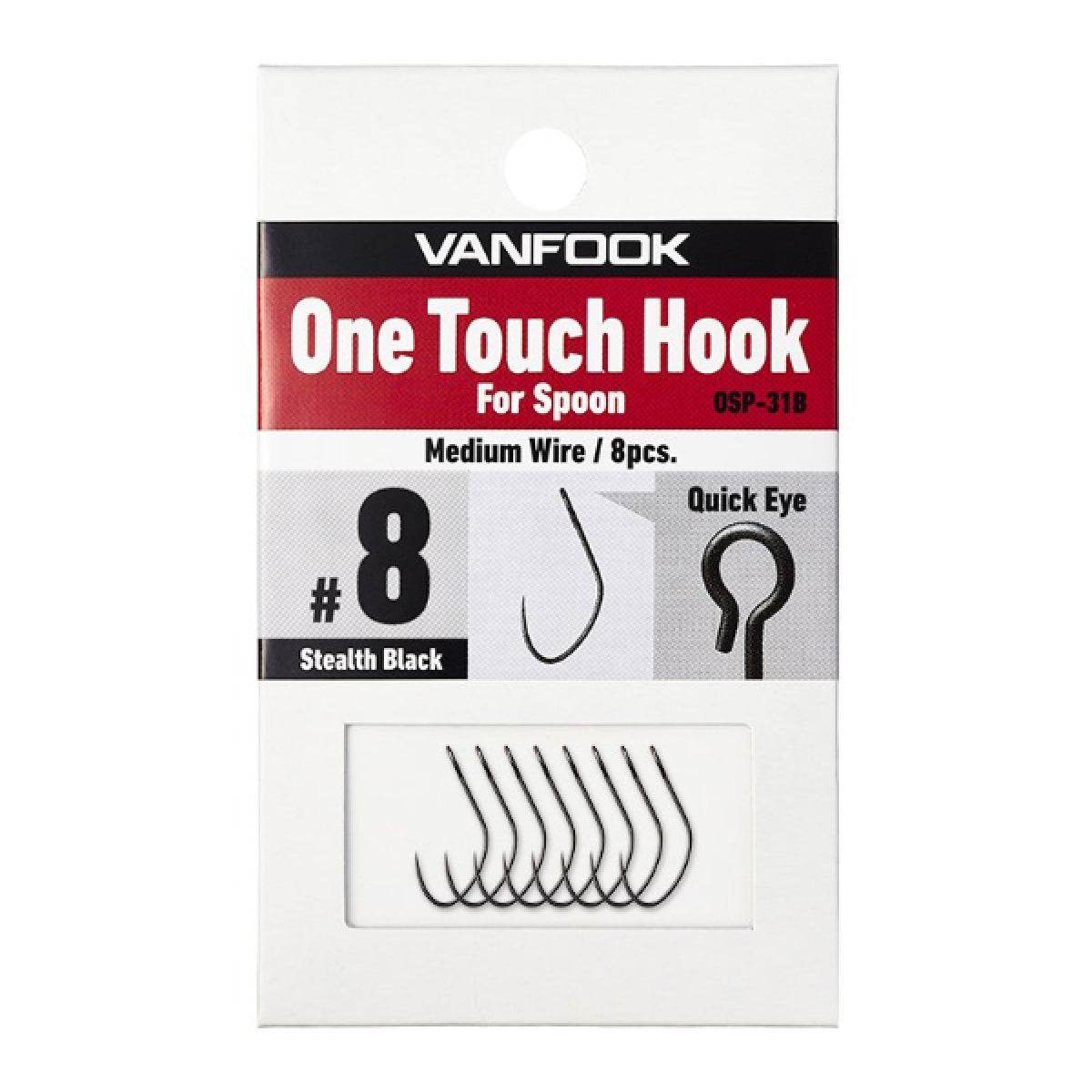 VANFOOK OSP-31B ONE TOUCH HOOK FOR SPOON #6 (8 pcs/pack) STEALTH BLACK - Britannic Trade
