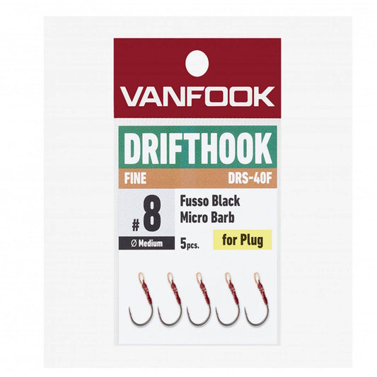 VANFOOK DRS-40F DRIFTHOOK FINE #12 (5 pcs/pack) FLUORINE BLACK - Britannic Trade
