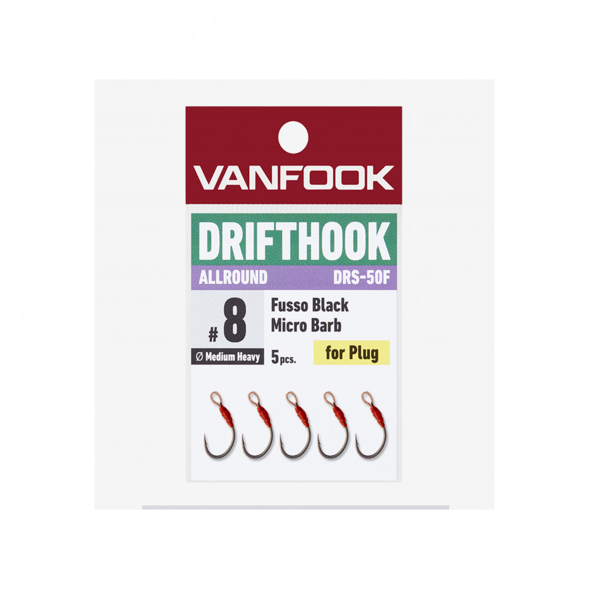 VANFOOK DRS-50F DRIFTHOOK ALLROUND #10 (5 pcs/pack) FLUORINE BLACK
