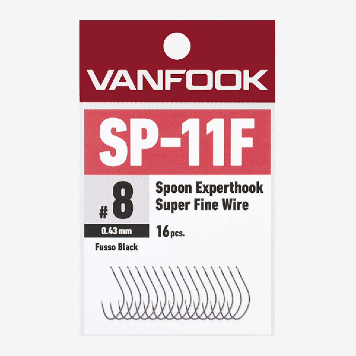 VANFOOK SP-11F SPOON EXPERTHOOK SUPER FINE #6 (16 pcs/pack) FLUORINE BLACK