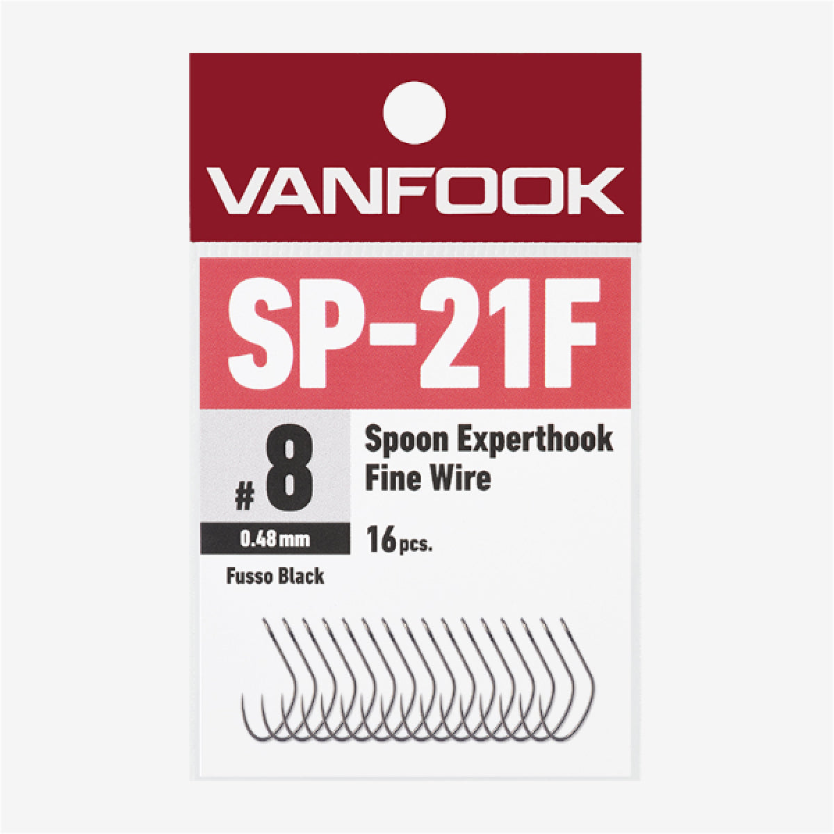 VANFOOK SP-21F SPOON EXPERTHOOK FINE #8 (16 pcs/pack) FLUORINE BLACK
